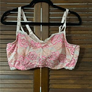 Pink Floral Soft-Cup Bra with Adjustable Straps